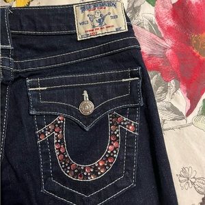Super rare True Religion low-rise bedazzled jeans